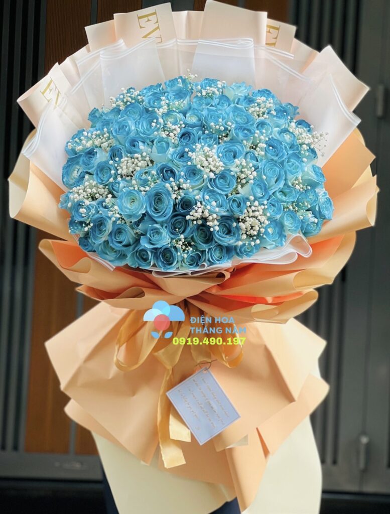 bh51 bó hoa hồng xanh dương lớn