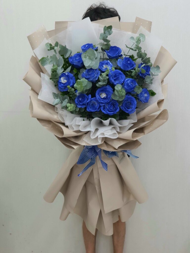 bh33 bó hoa hồng xanh